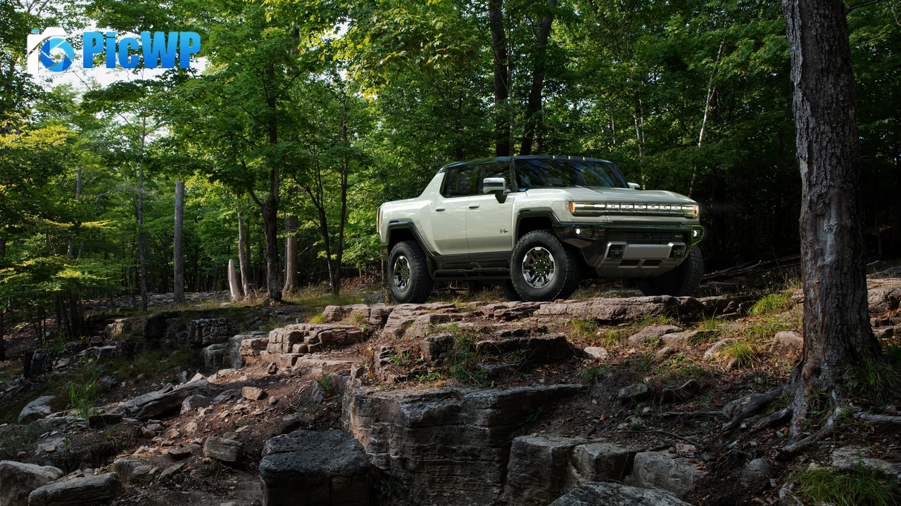 GMC Hummer EV Forest 4K PC Wallpaper