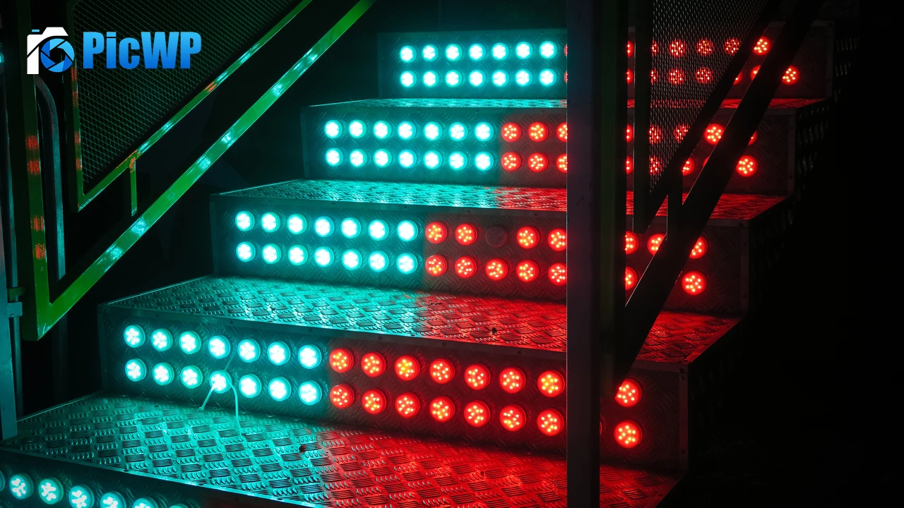 Staircase LED lights 4K PC Wallpaper