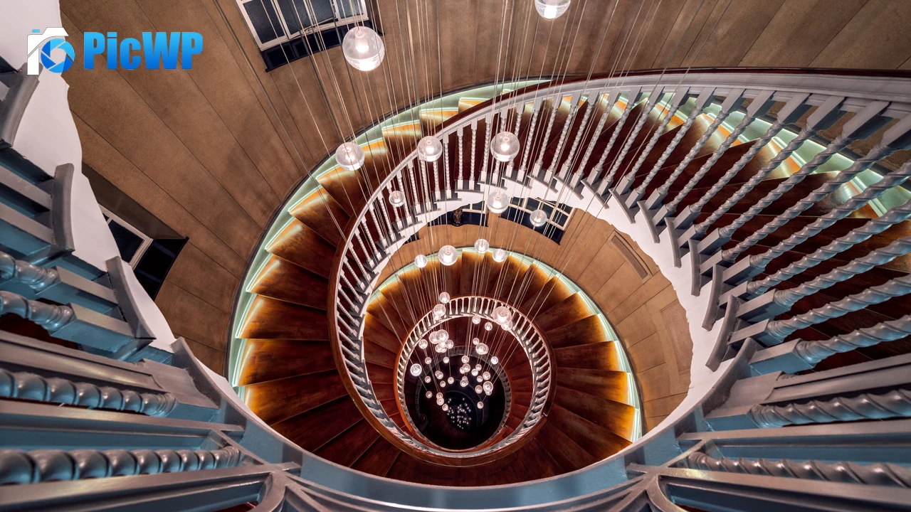 Wooden Spiral staircase 4K PC Wallpaper