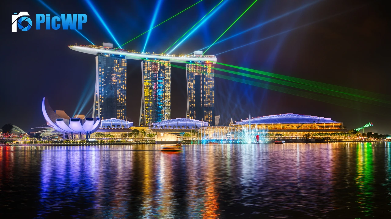 Marina Bay Sands Light show 4K PC Wallpaper