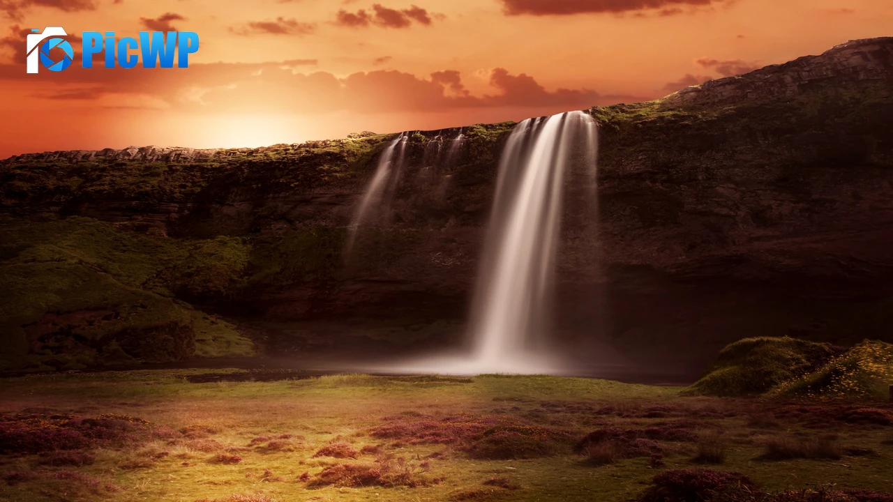 Waterfalls Sunrise 4K PC Wallpaper