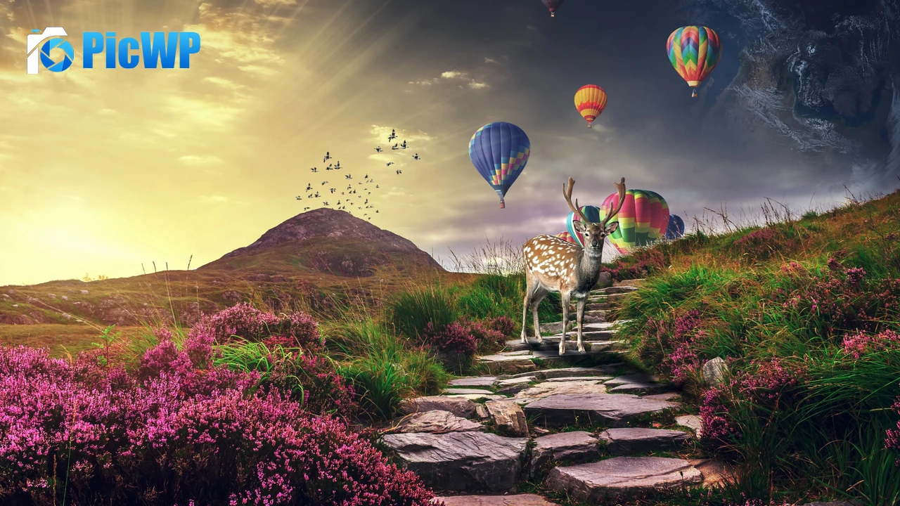Deer Hot air balloons 4K PC Wallpaper
