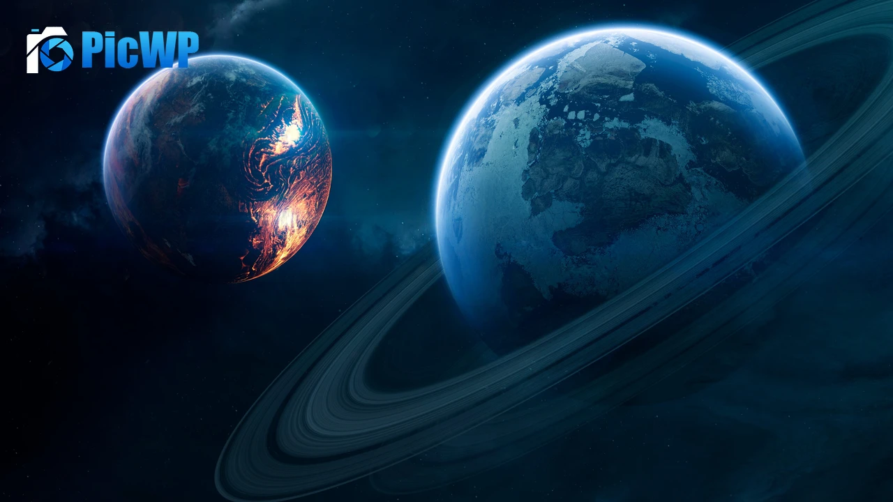 Blue planet Orbital ring 4K PC Wallpaper
