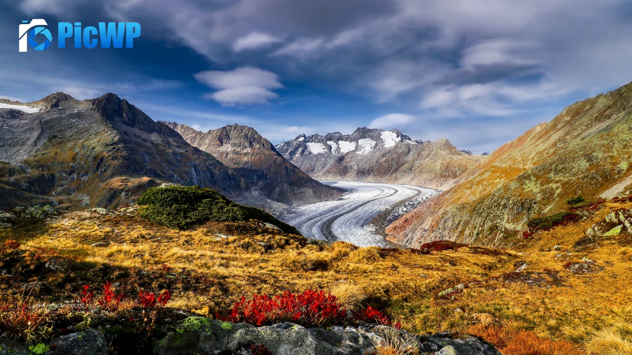 Aletsch Glacier Alps mountains 4K PC Wallpaper