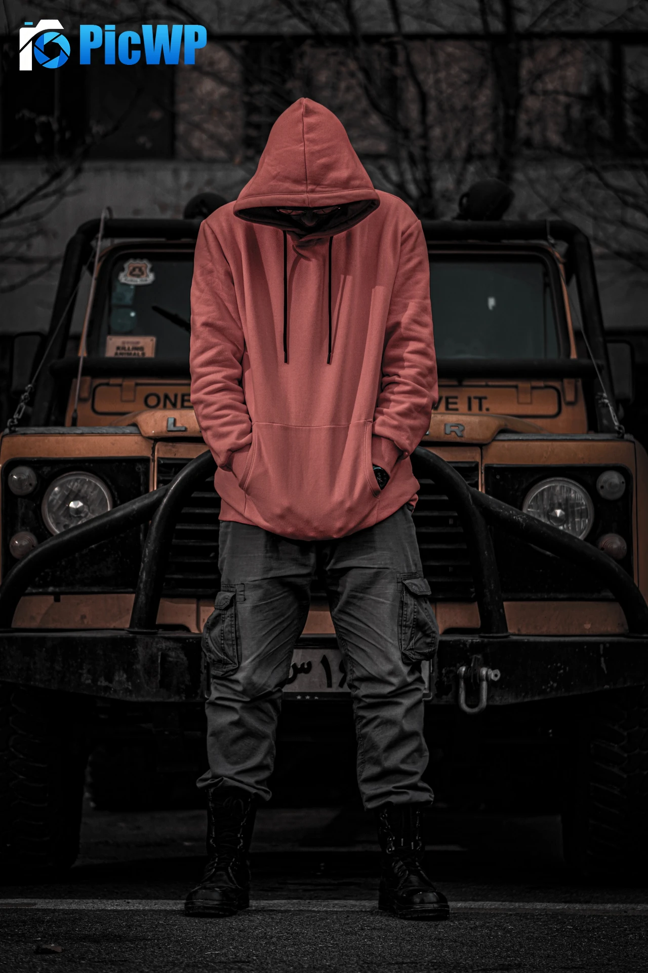 Red Hoodie Jeep 6K Mobile Wallpaper