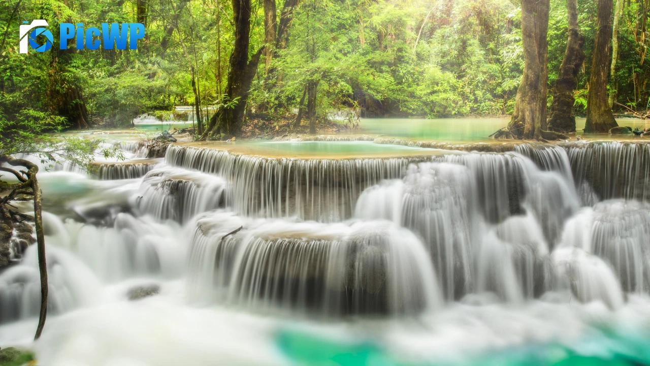 Erawan Falls Waterfall 4K PC Wallpaper