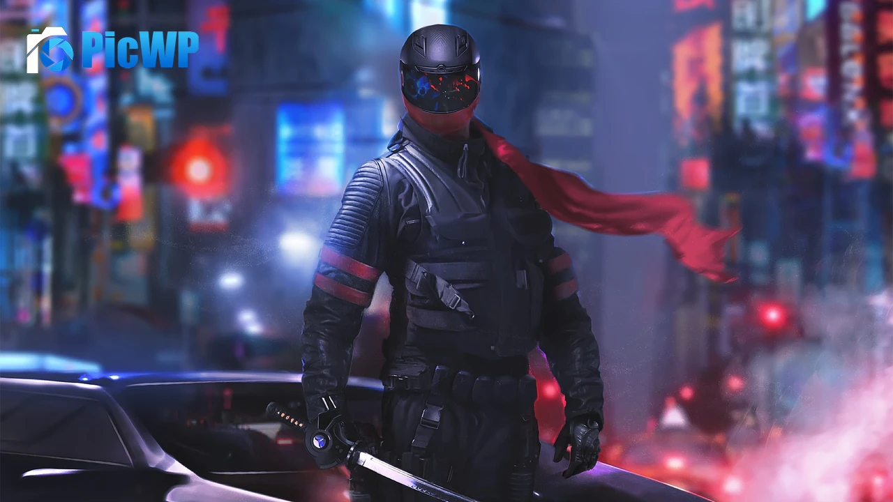 Ninja Warrior Cyberpunk 4K PC Wallpaper