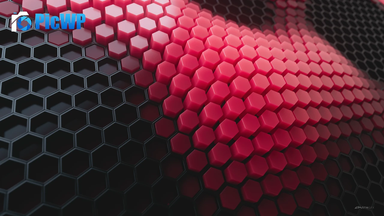 Hexagons Red blocks 4K PC Wallpaper