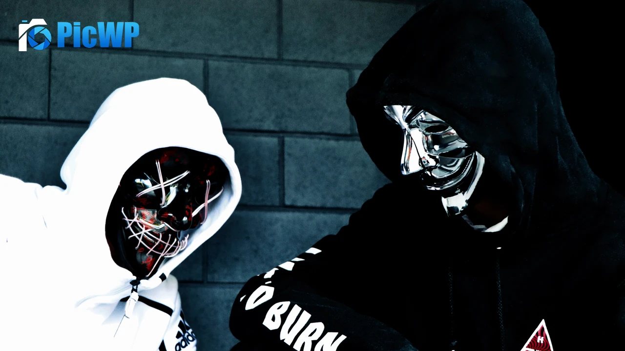 Persons in Mask Sweatshirt 4K PC Wallpaper