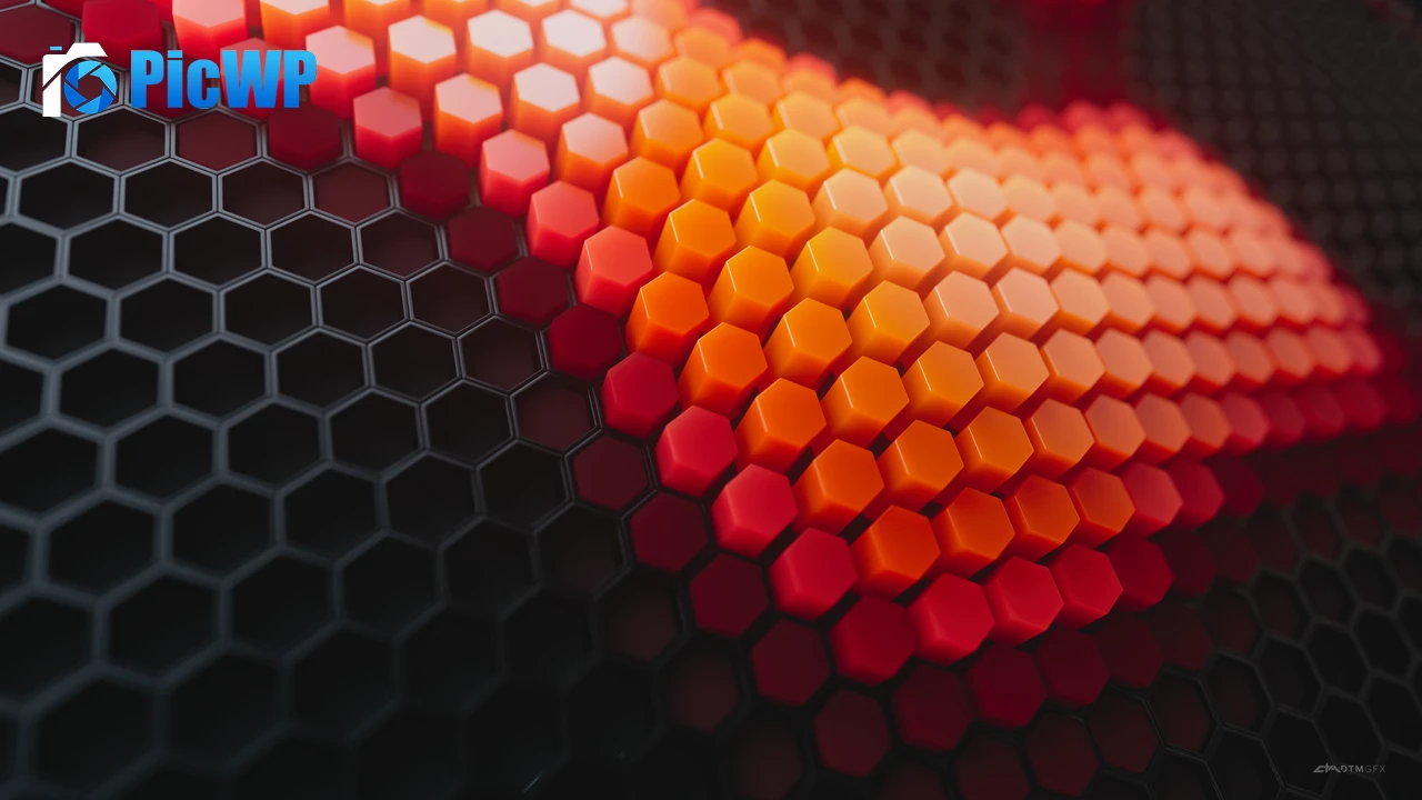 Hexagons Orange blocks 4K PC Wallpaper