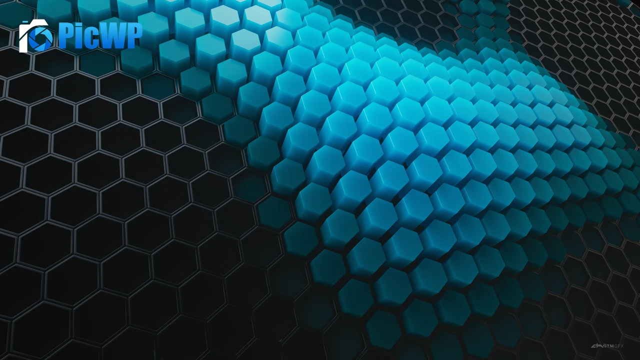 Hexagons Cyan blocks 4K PC Wallpaper