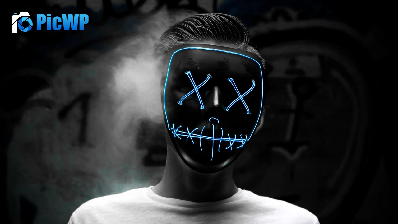 Anonymous Man with LED mask 4K PC Wallpaper