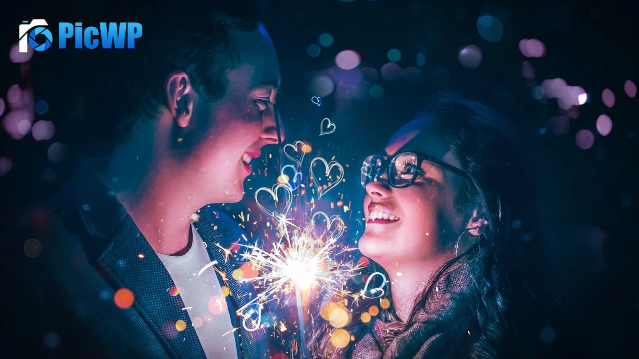 Couple Sparklers 4K PC Wallpaper