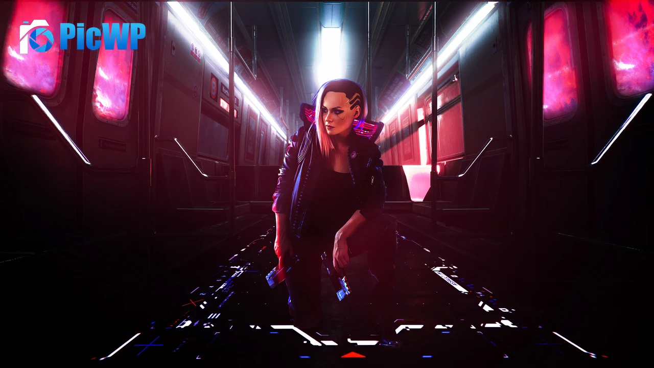 Female V Neon 4K PC Wallpaper