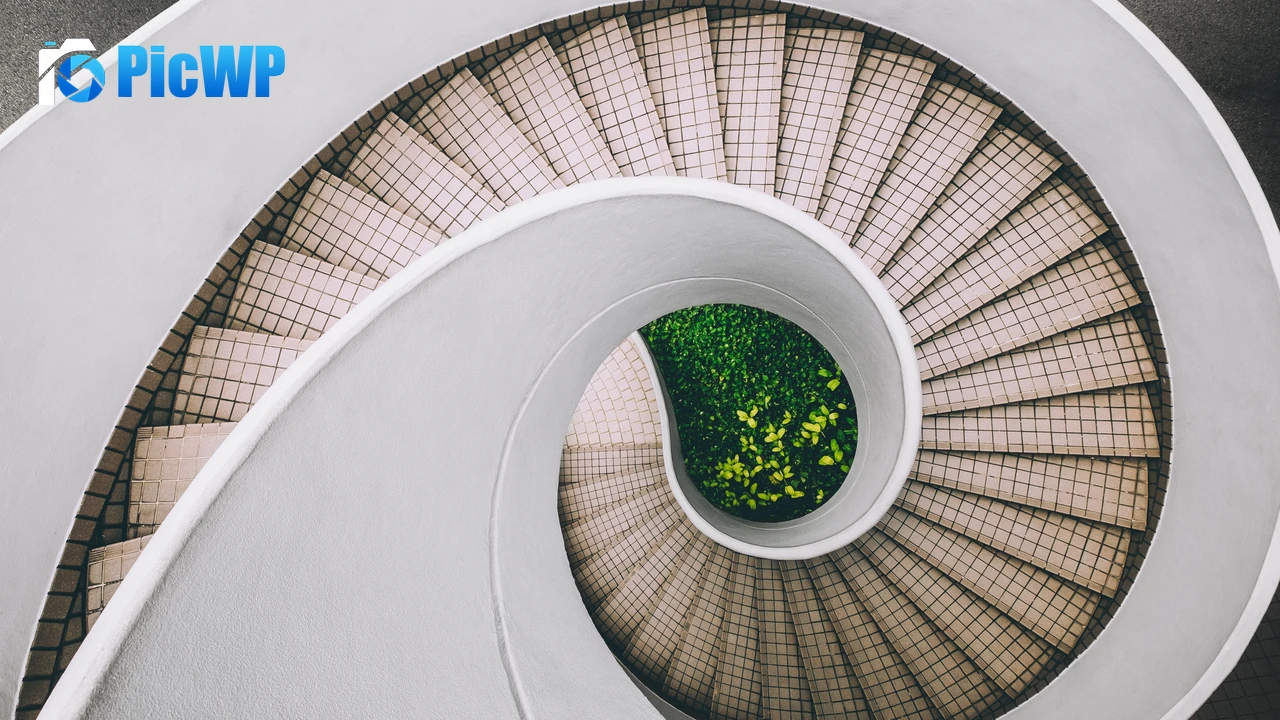 Spiral staircase Modern architecture 4K PC Wallpaper