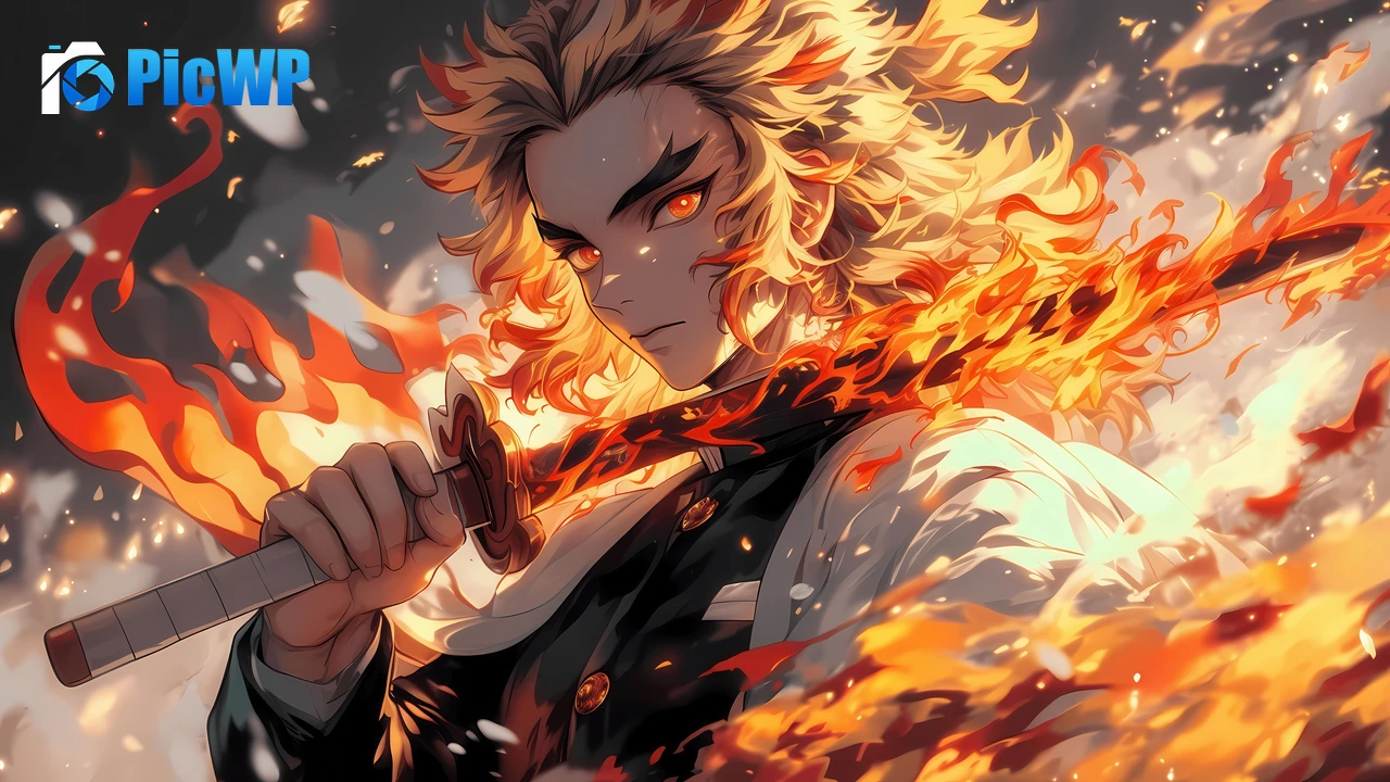 Kyojuro Rengoku Sword 4K PC Wallpaper