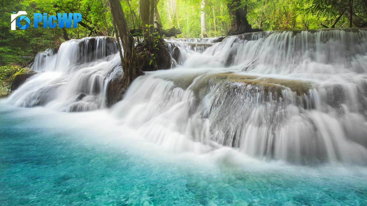 Erawan Falls Thailand 4K PC Wallpaper