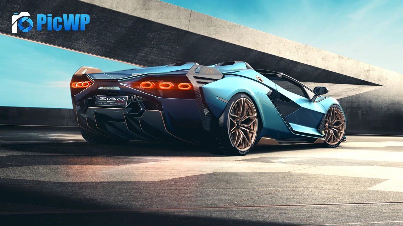 Lamborghini Sián Roadster Rear View 4K PC Wallpaper