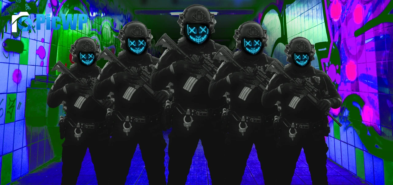 LED masks Soldiers 5K Wide Wallpaper