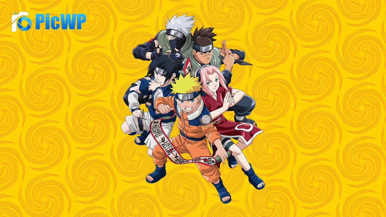 Naruto Team 7 Yellow background 4K PC Wallpaper
