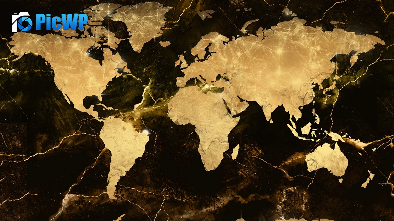 Golden World map 4K PC Wallpaper