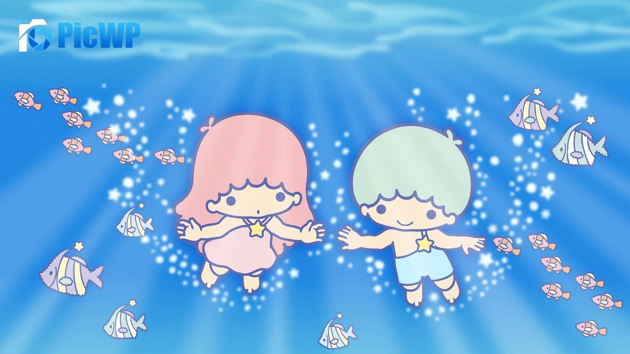 Little Twin Stars Blue aesthetic 4K PC Wallpaper