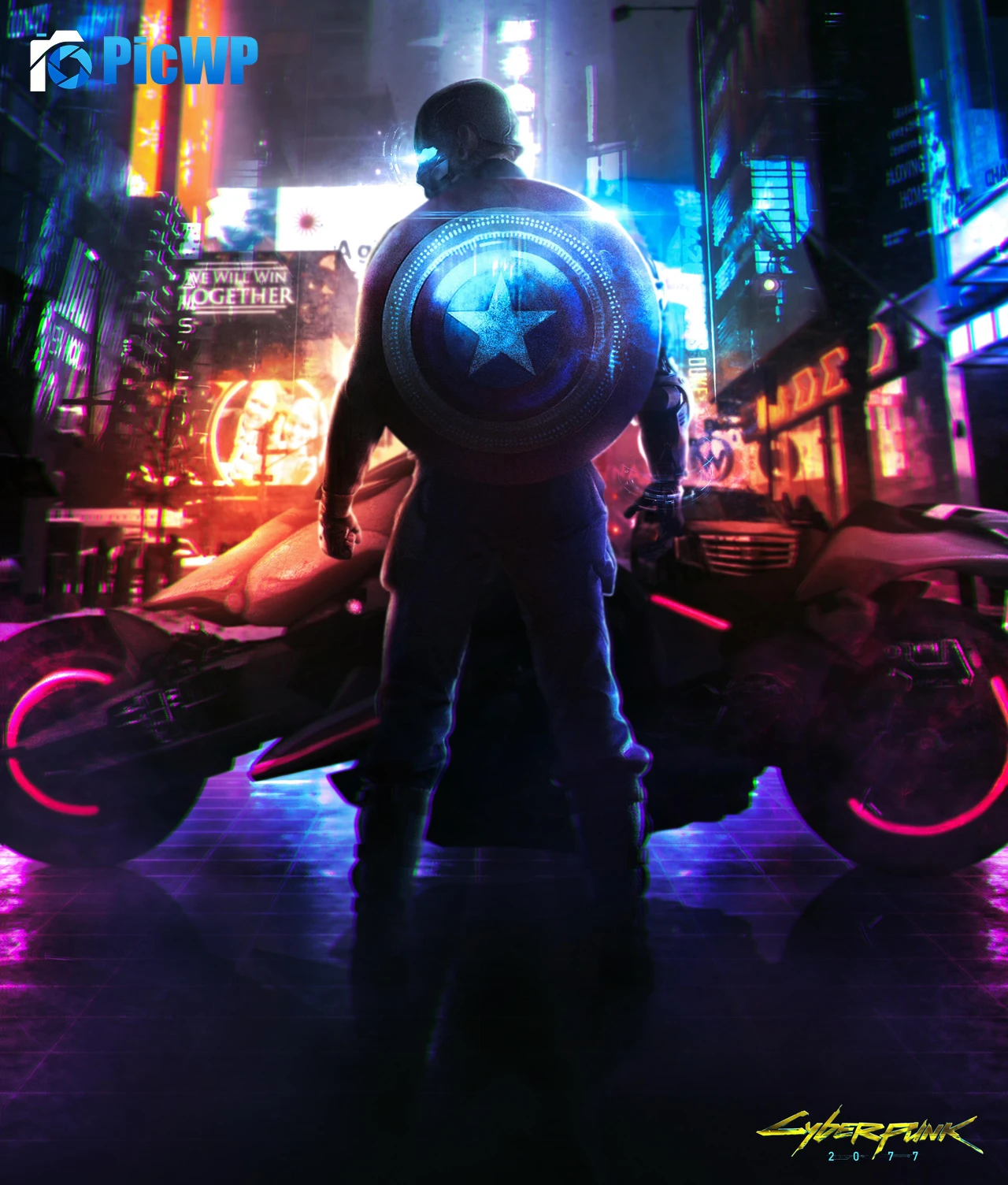 Cyberpunk 2077 Captain America 5K Mobile Wallpaper