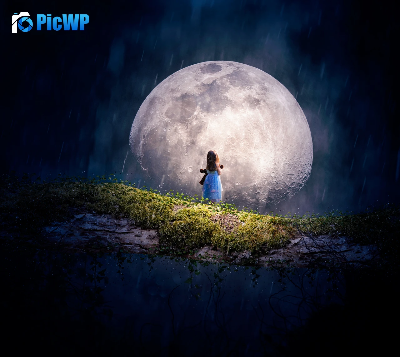 Moon Cute Girl 3K PC Wallpaper