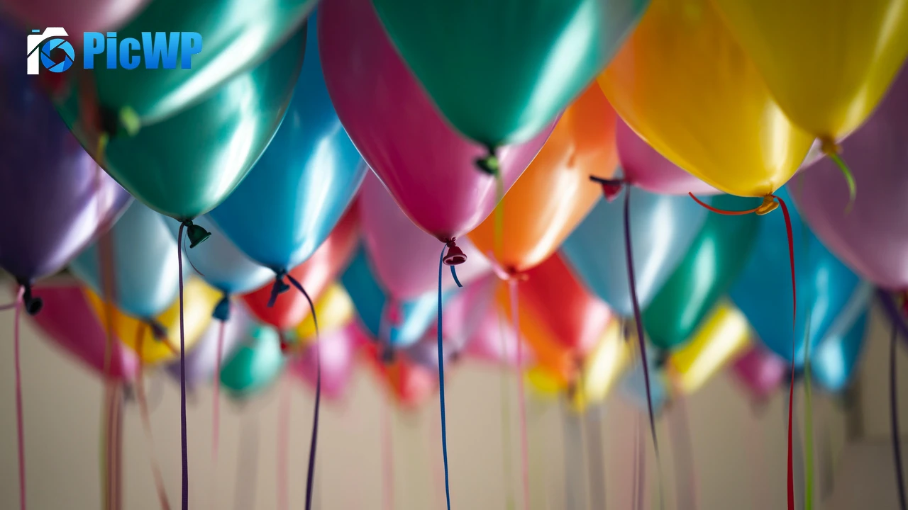 Colorful balloons Birthday 4K PC Wallpaper