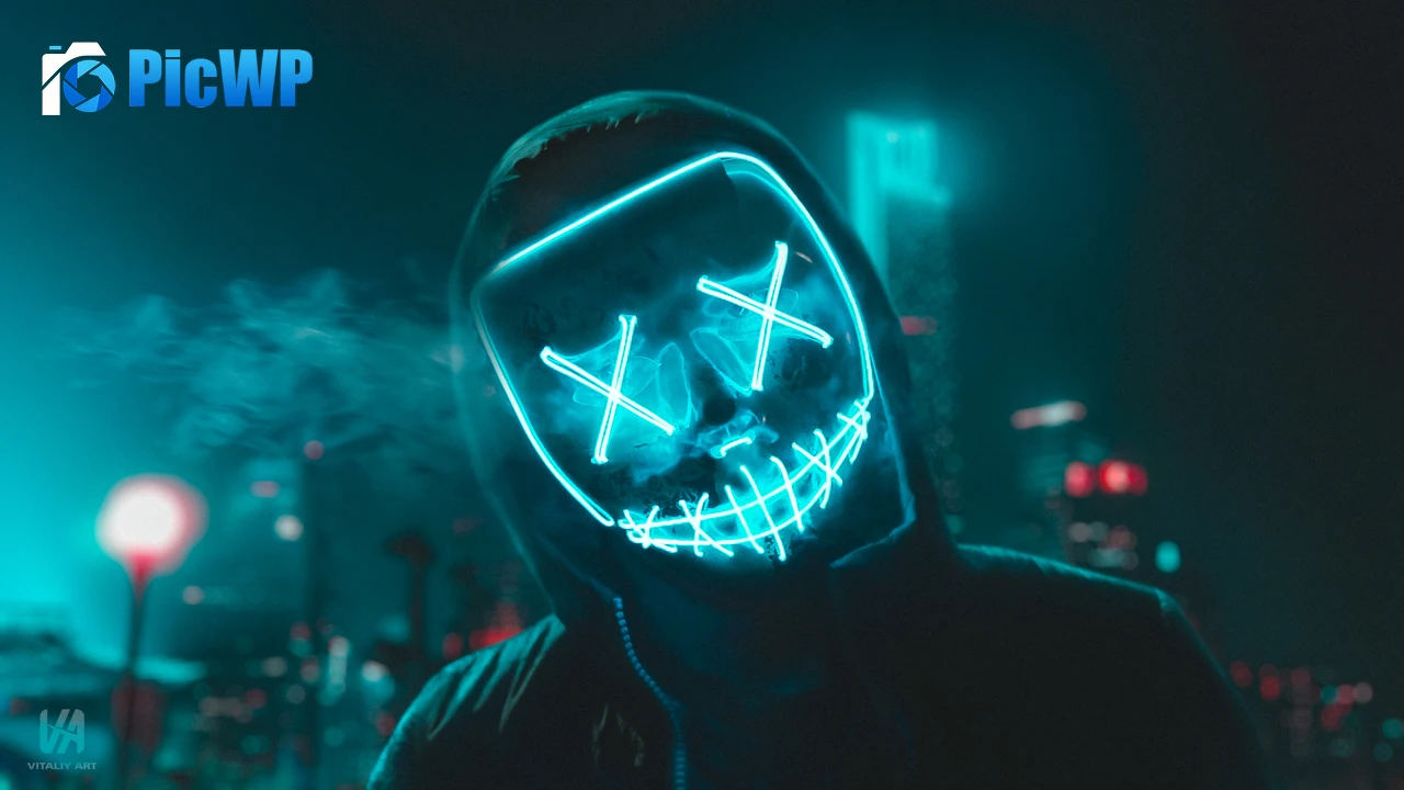 Neon LED mask 4K PC Wallpaper