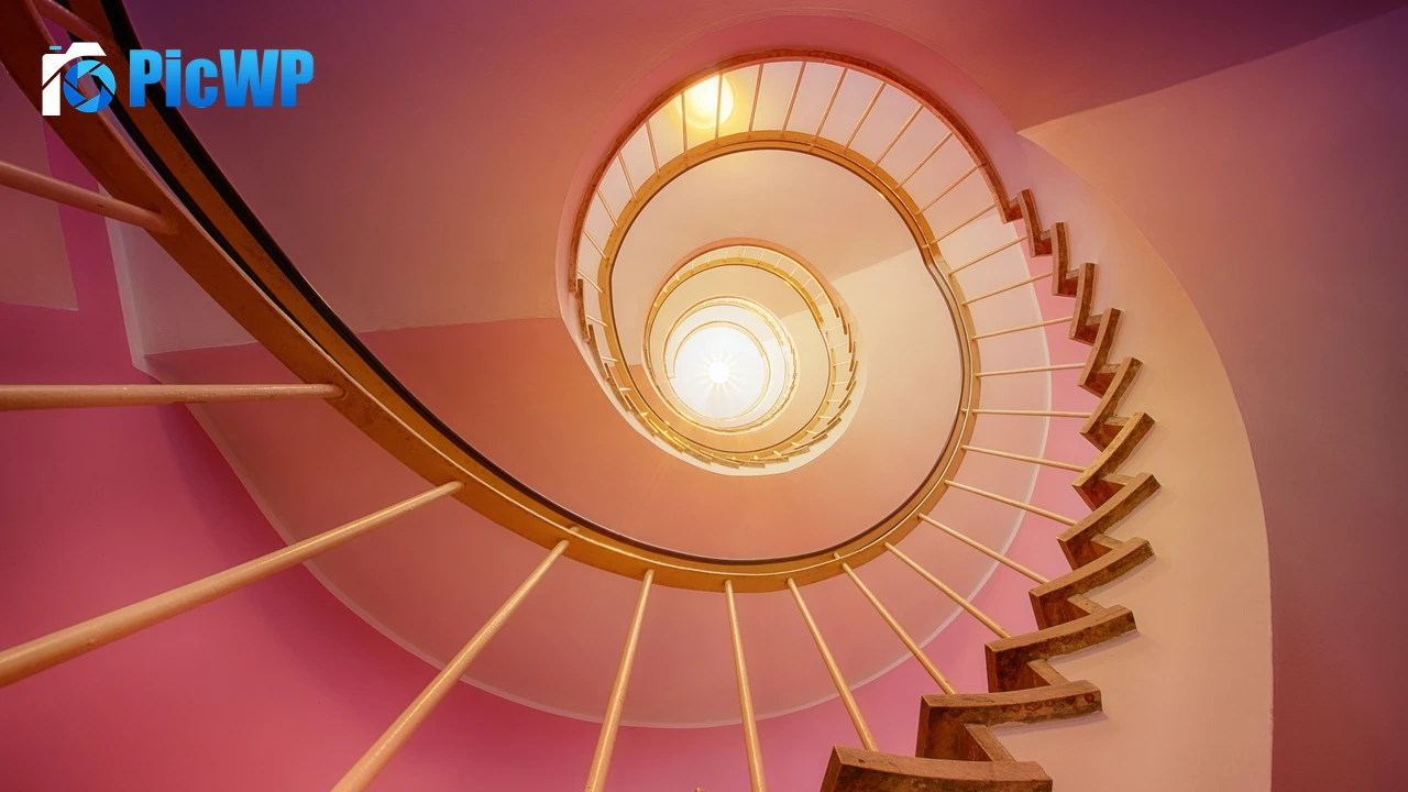 Spiral stairs Pink 4K PC Wallpaper