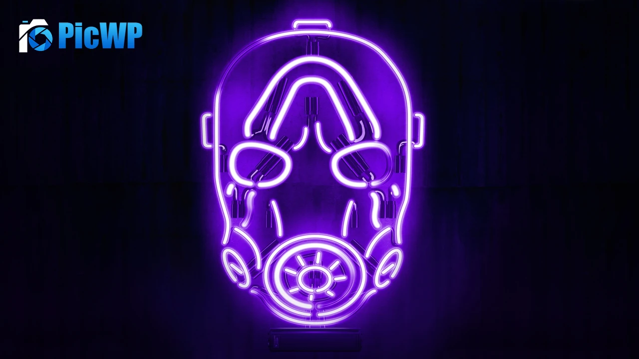 Borderlands Psycho Mask Neon logo 4K PC Wallpaper