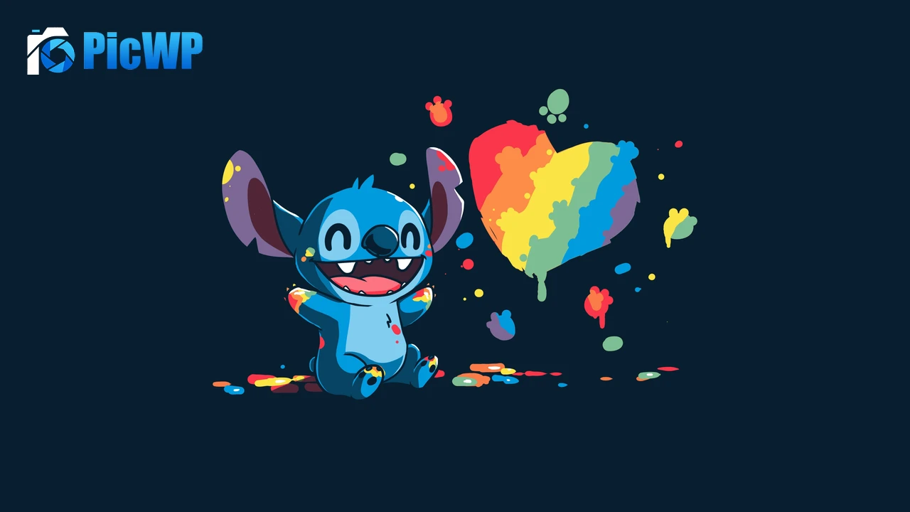 Stitch Love heart 4K PC Wallpaper