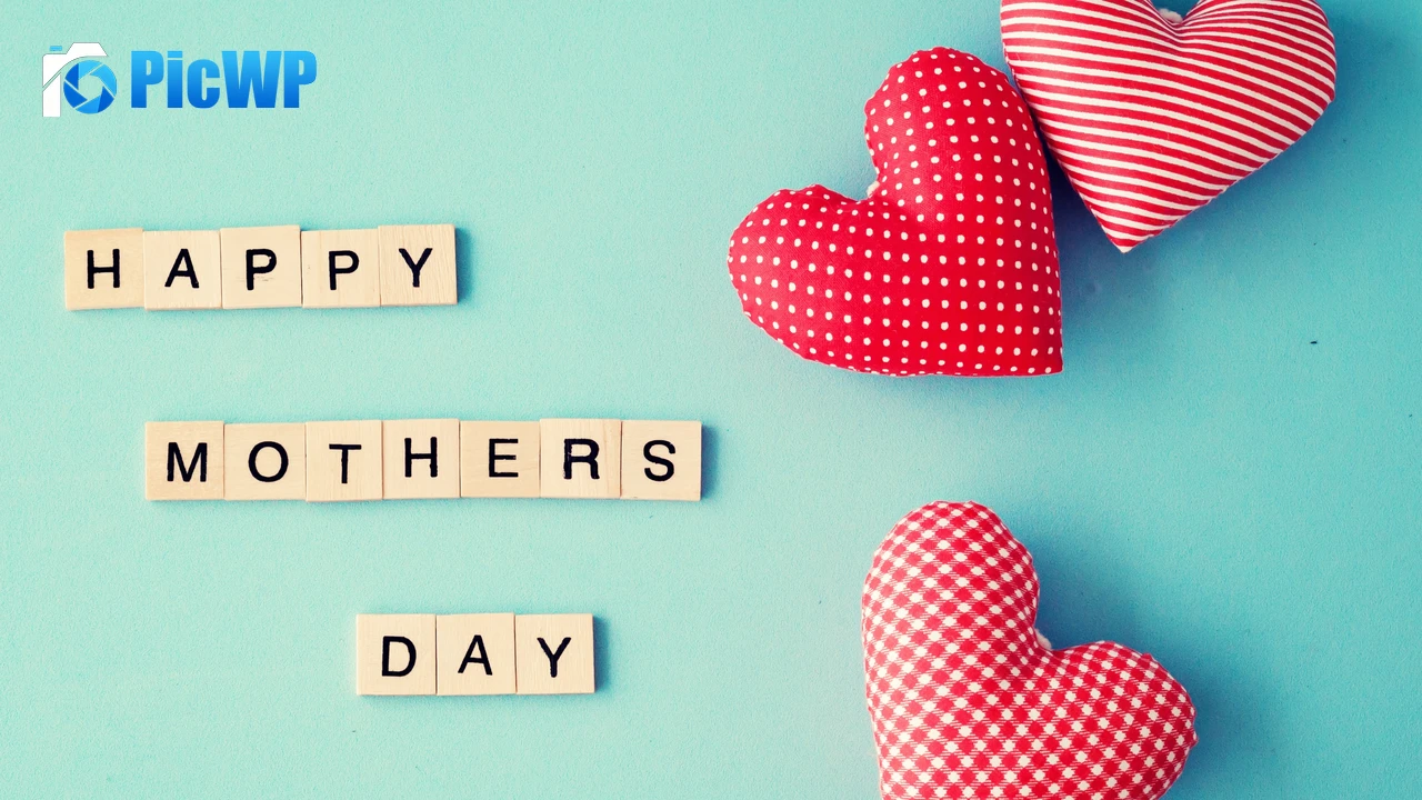 Happy Mother's Day Cyan background 4K PC Wallpaper