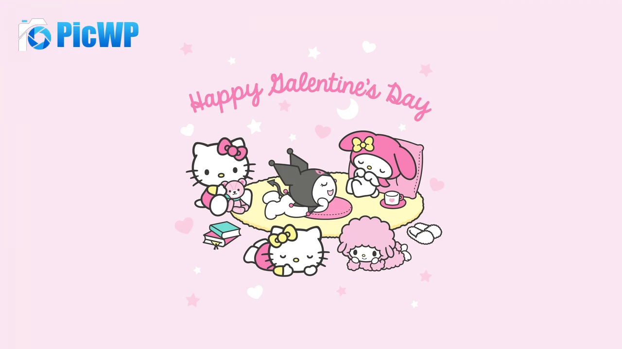 Happy Valentine's Day Hello kitties 4K PC Wallpaper