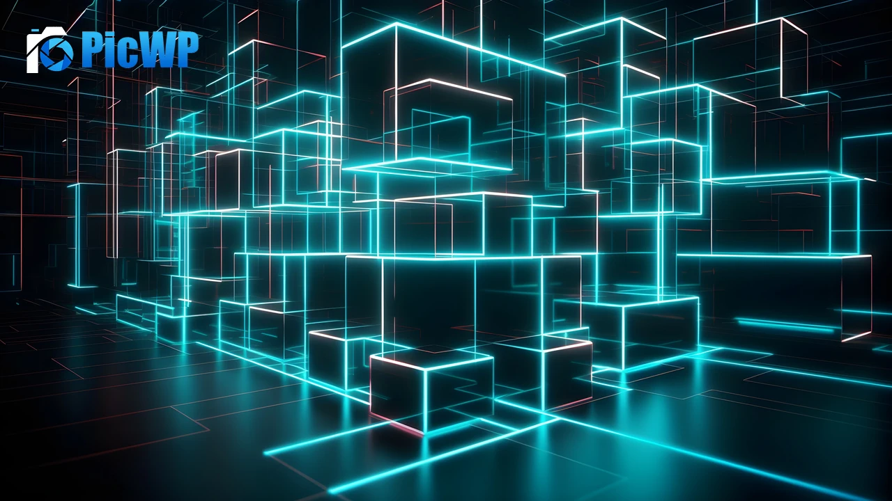 Neon Cubes 4K PC Wallpaper