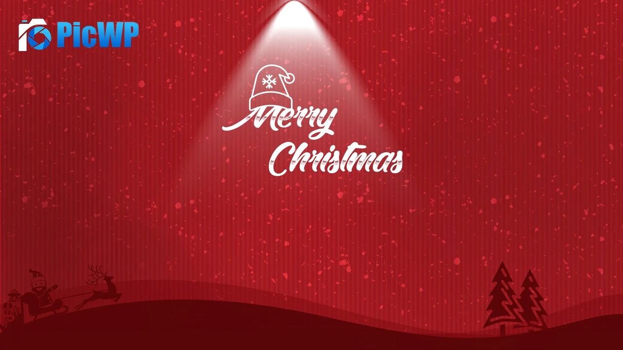 Merry Christmas Red background 4K PC Wallpaper