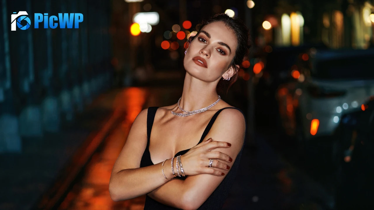 Lily James English actress 4K PC Wallpaper