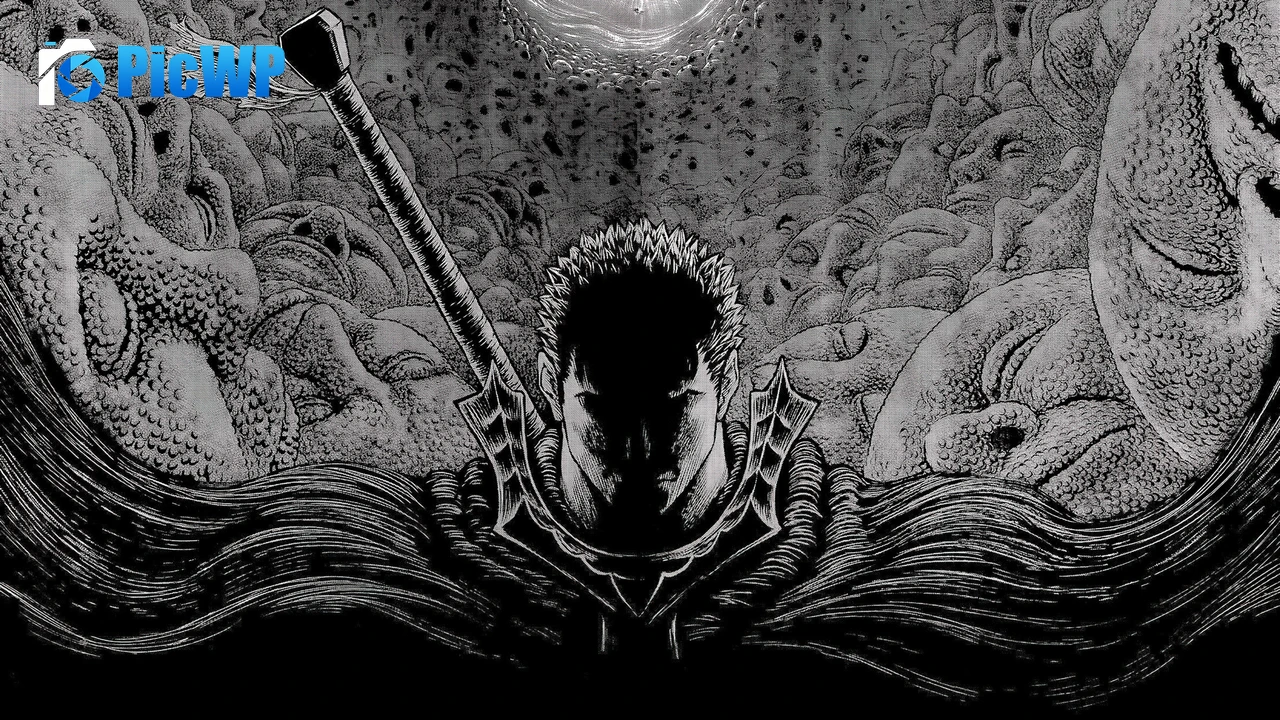 Berserk Guts Black and White 4K PC Wallpaper