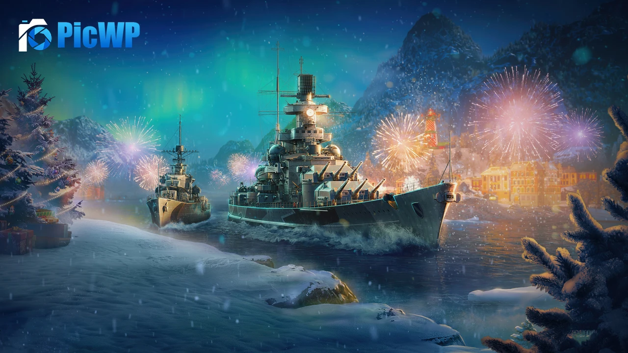 World of Warships Christmas special 4K PC Wallpaper
