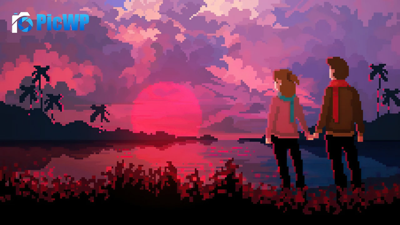 Love couple Pixel art 6K PC Wallpaper
