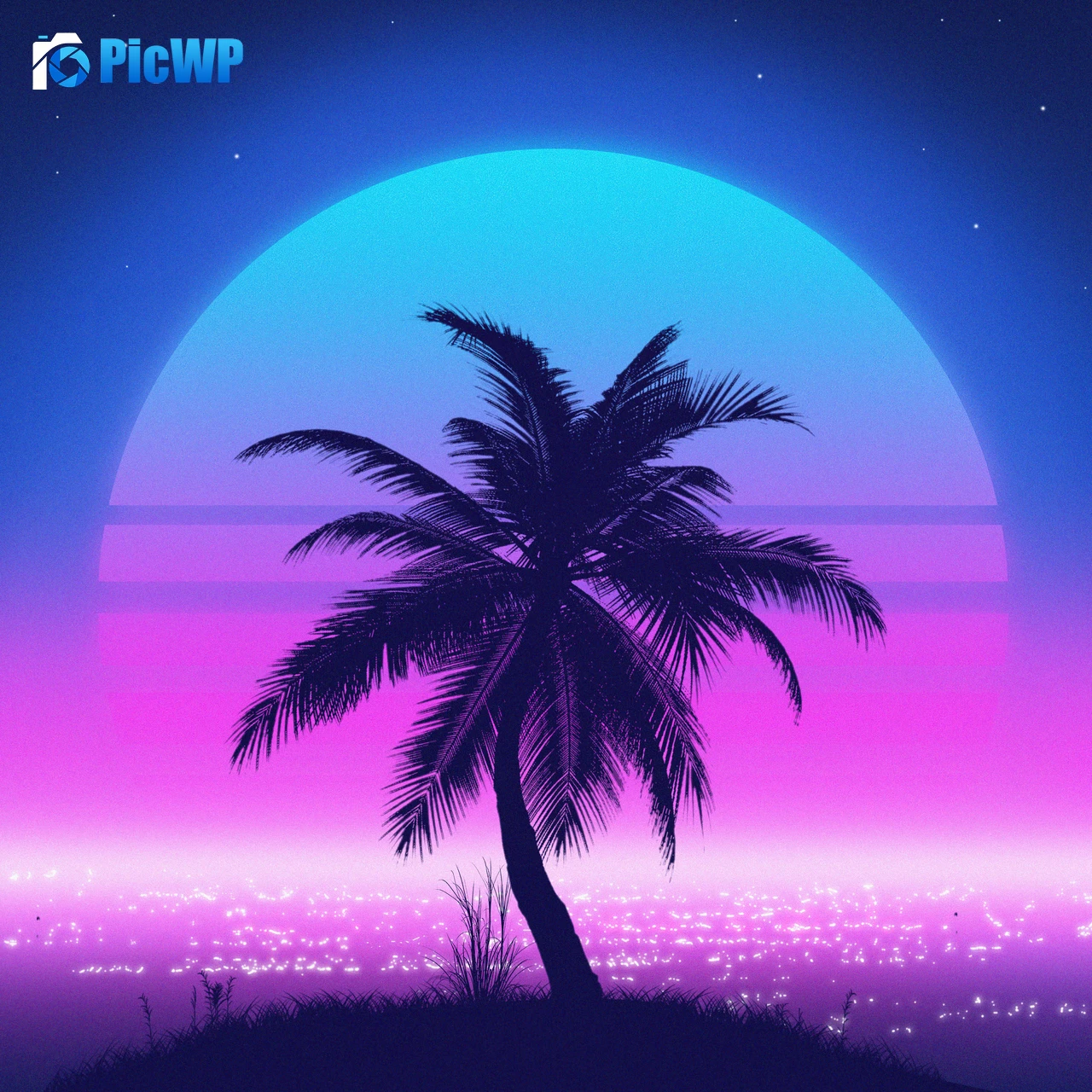 Vaporwave Palm tree 6K Fold Wallpaper