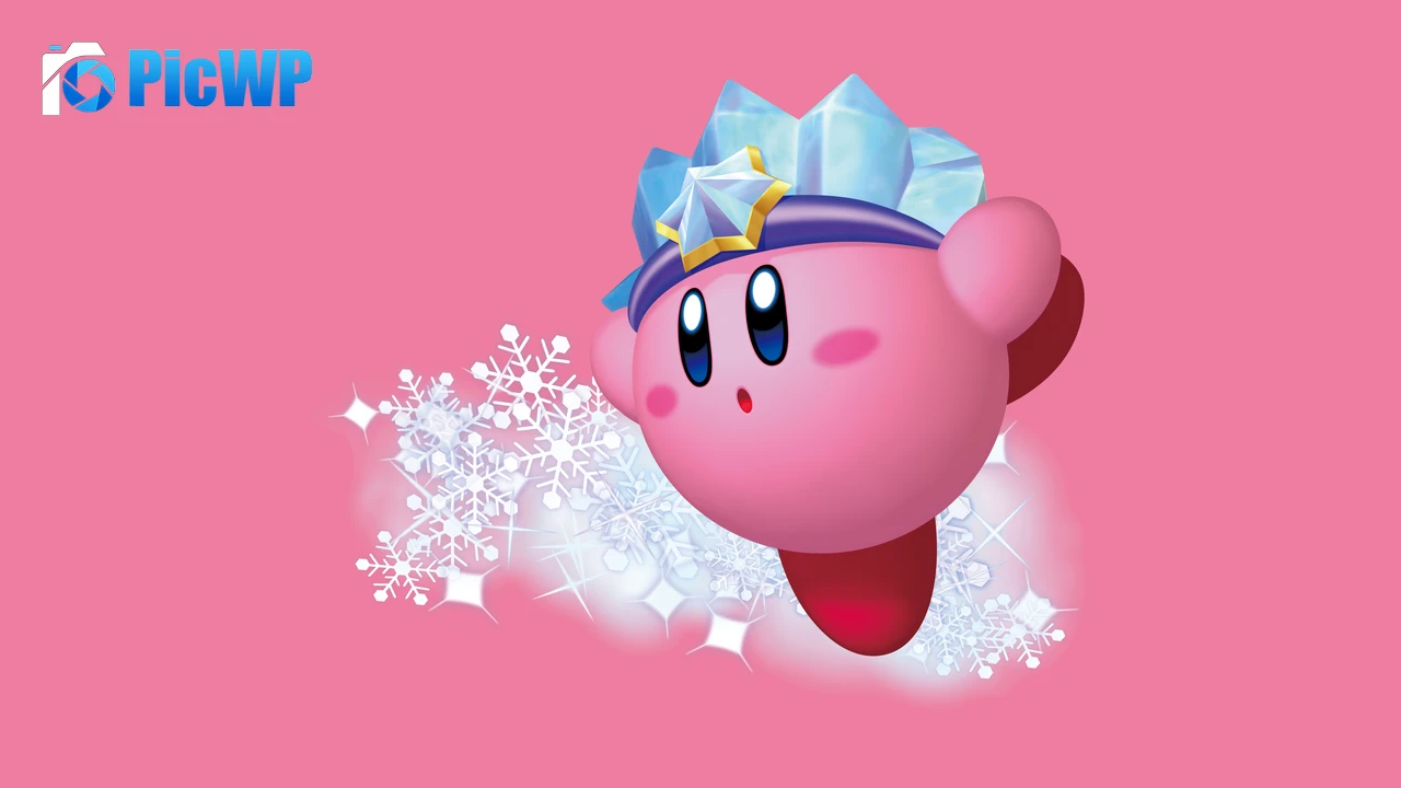 Ice Kirby Pink Background 6K PC Wallpaper