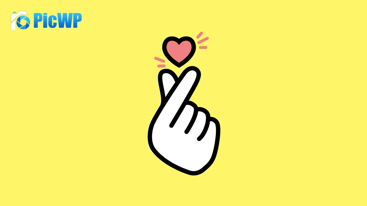 Finger heart Yellow background 8K PC Wallpaper