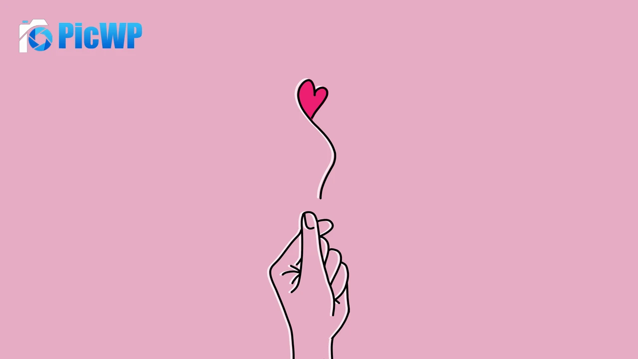 Finger heart Pink background 6K PC Wallpaper