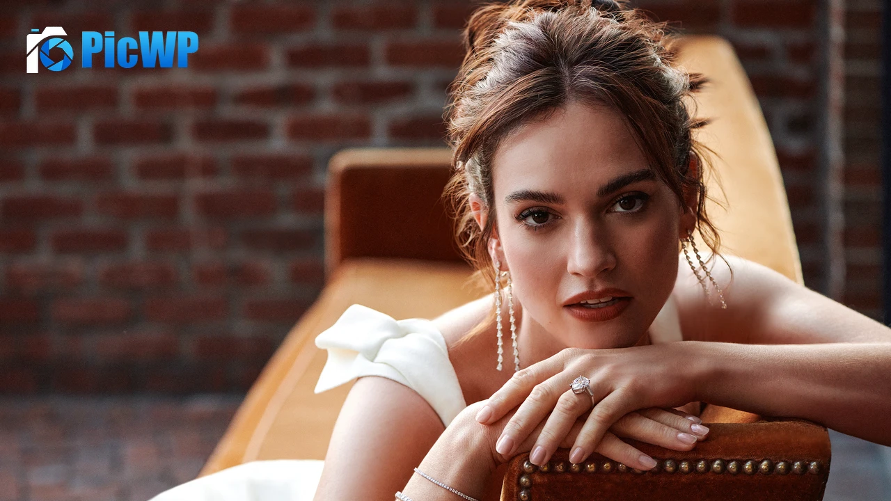 Lily James Closeup 6K PC Wallpaper