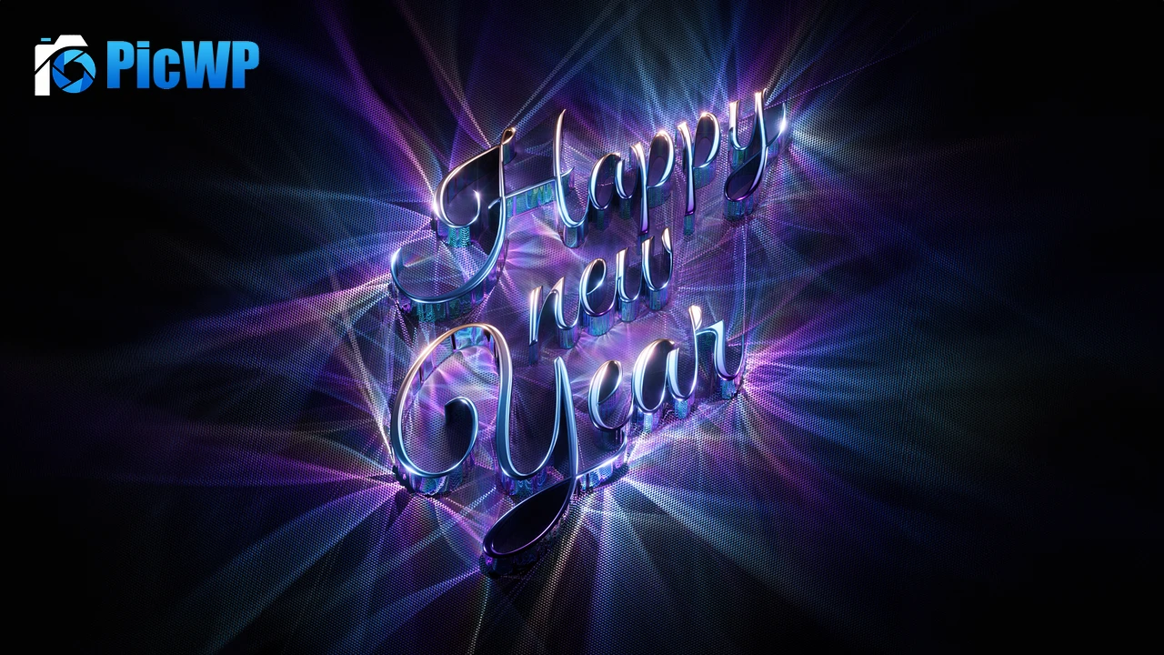Happy New Year 3D text 6K PC Wallpaper