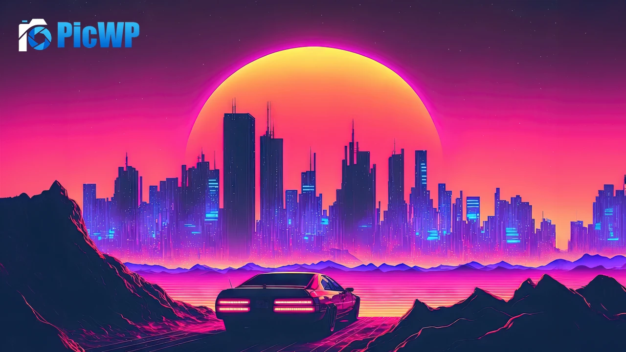 Futuristic city Outrun 6K PC Wallpaper
