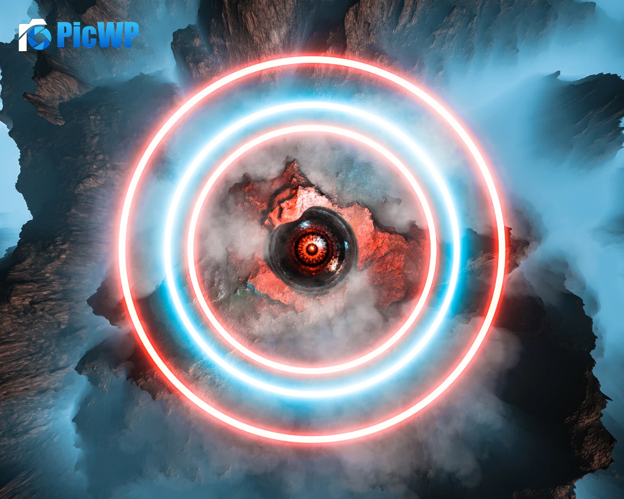 Neon circles Eye Illustration 8K PC Wallpaper