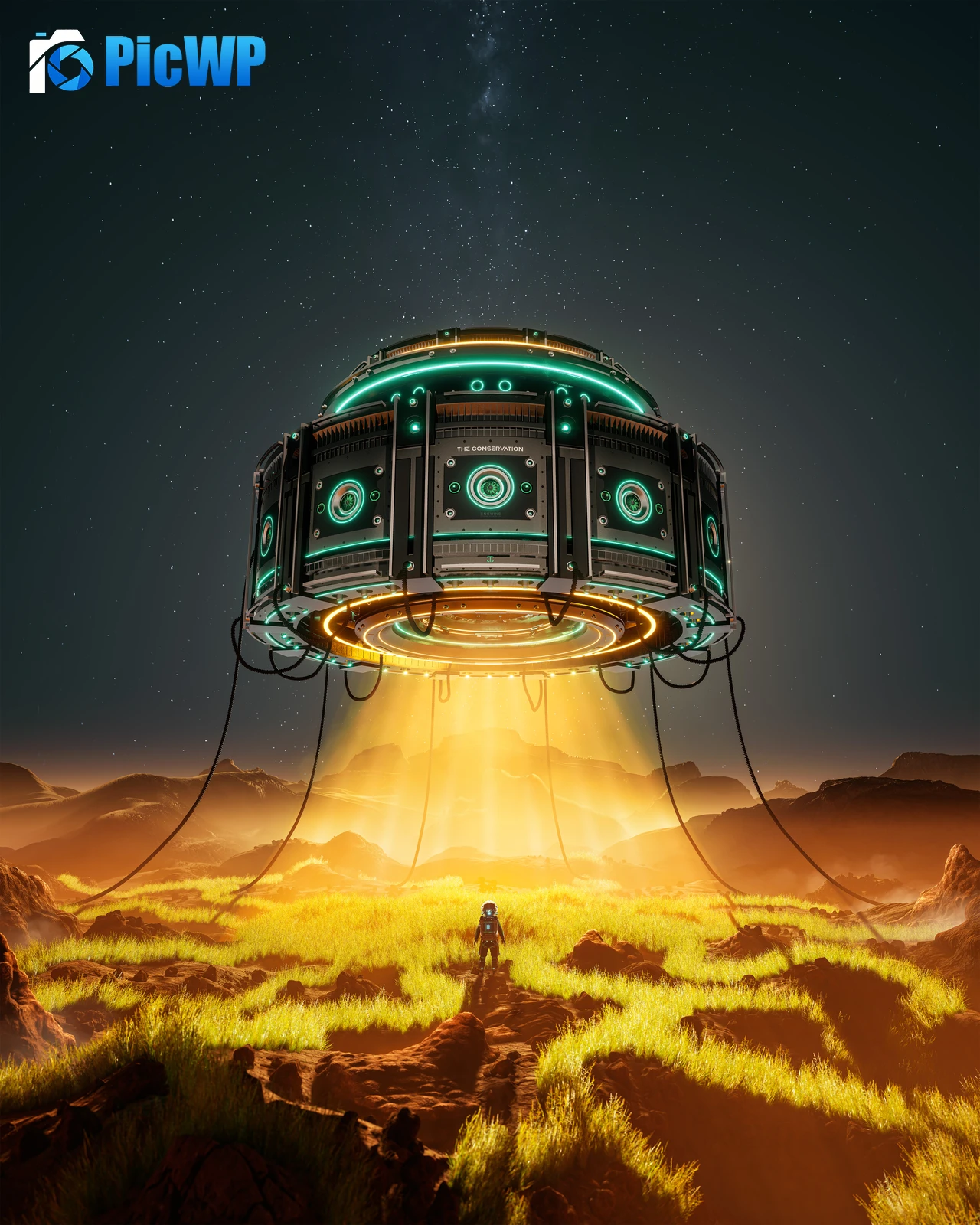 Alien UFO 5K Mobile Wallpaper